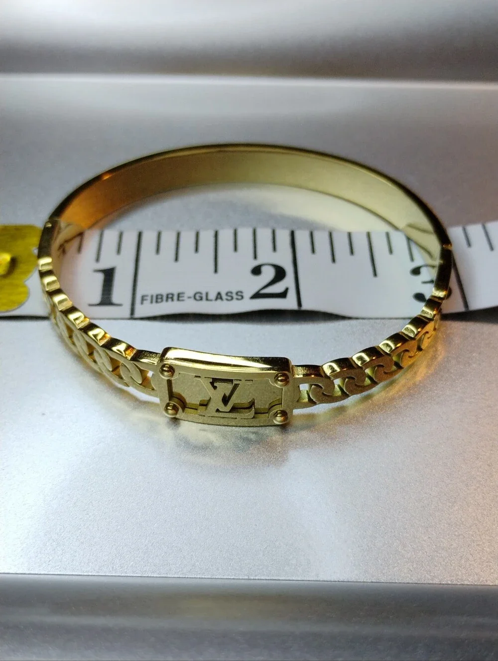 New Gold Logo Plaque Chain Bangle Bracelet